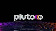 the logo for pluto tv on a black background