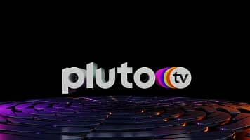 the logo for pluto tv on a black background