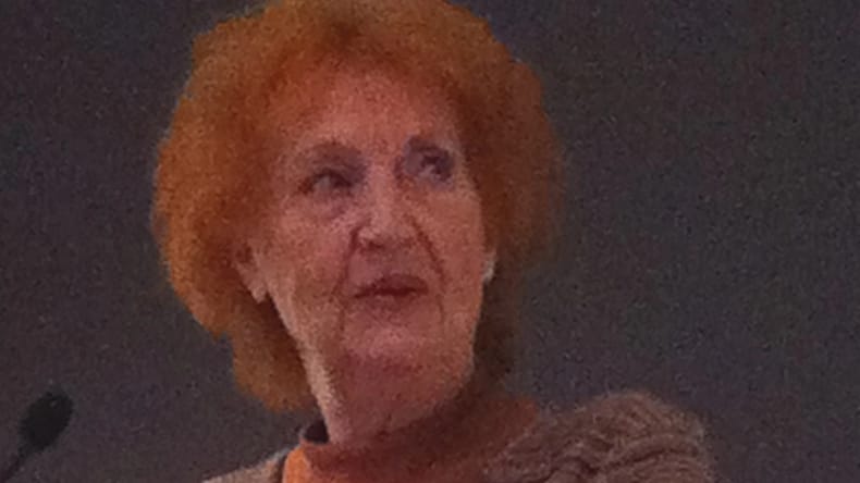 Elsa Lystad holding a speech in December 2011, at age 81